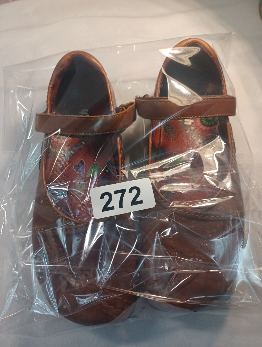 earth leather mary jane brown colorful printed footbed retro comfort shoes Sz 8 - Picture 14 of 15